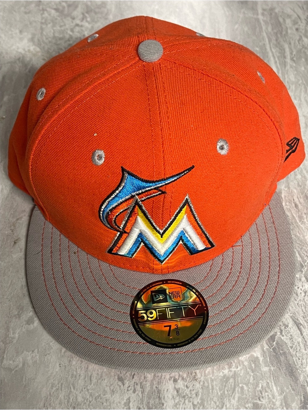 New Era 59FIFTY Miami Marlins Orange Hat Men’s Size: 7 3/8 Fitted